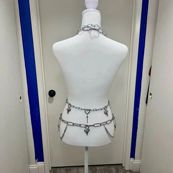 Gothic Stainless Steel Chain Belt & Necklace Collection - Picture 3 of 10